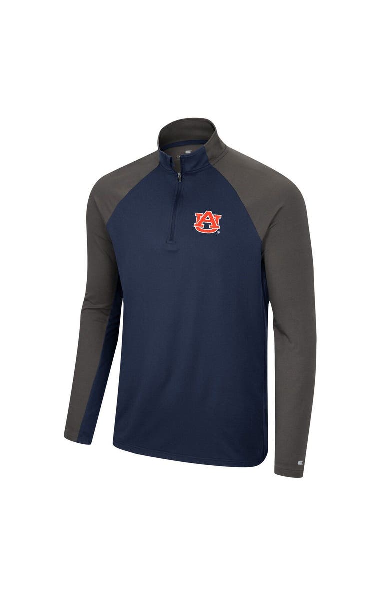 COLOSSEUM Men's Colosseum Navy/Charcoal Auburn Tigers Two Yutes Raglan Quarter-Zip Windshirt, Alternate, color, Navy