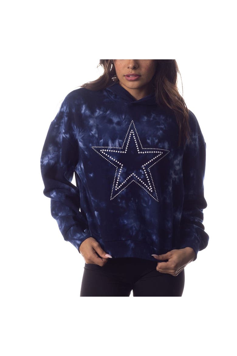 Women's The Wild Collective  Navy Dallas Cowboys Tie-Dye Cropped Pullover Hoodie, Main, color, Navy