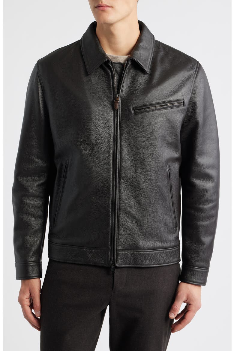 Leather Jacket, Alternate, color, DARK BROWN