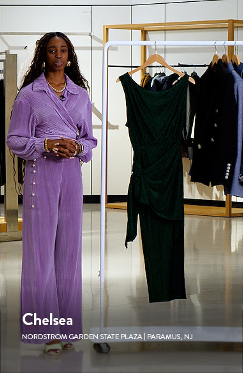 Santiago Metallic Side Tie One-Shoulder Midi Dress, sales video thumbnail
