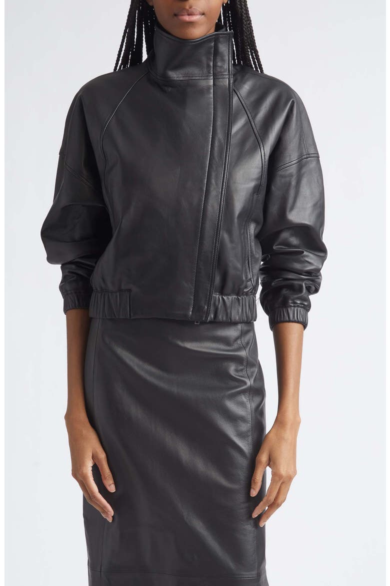 Leather Moto Jacket, Main, color, BLACK