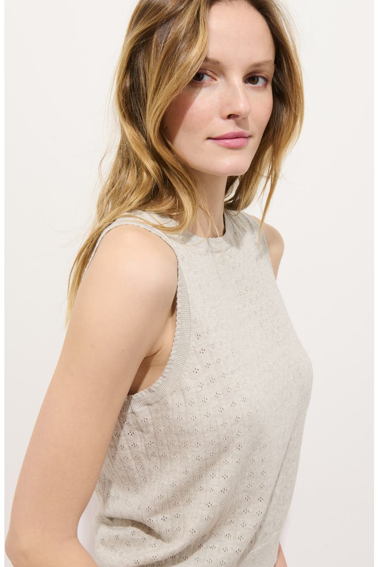 Odette Cotton & Cashmere Pointelle Sweater Tank, Alternate, color, HEATHER GREY