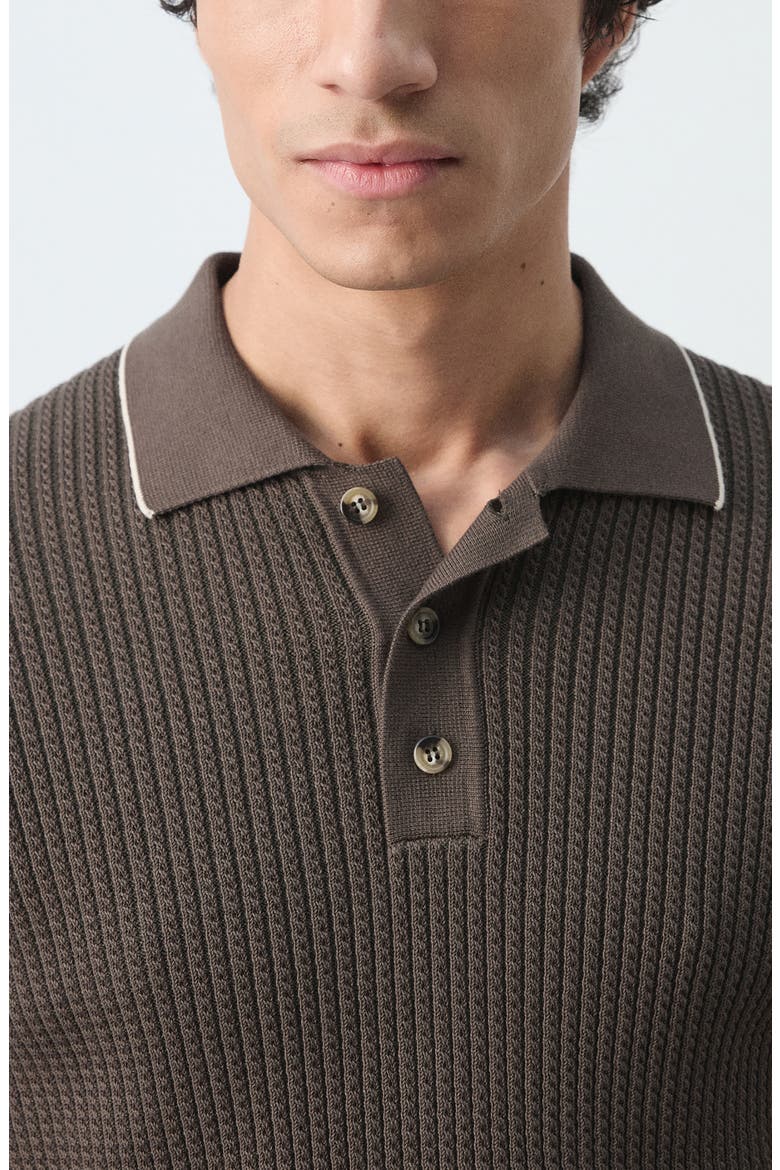 Fine Knit Herringbone Polo, Alternate, color, CHOCOLATE