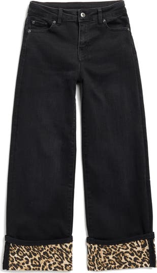Kid's Leopard Cuff Wide Leg Pants