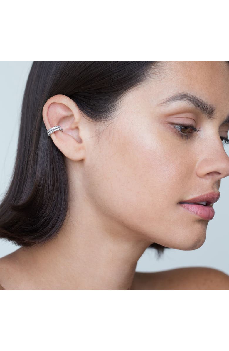 Outofoffice Double Pavé Ear Silver Cuff, Alternate, color, Silver