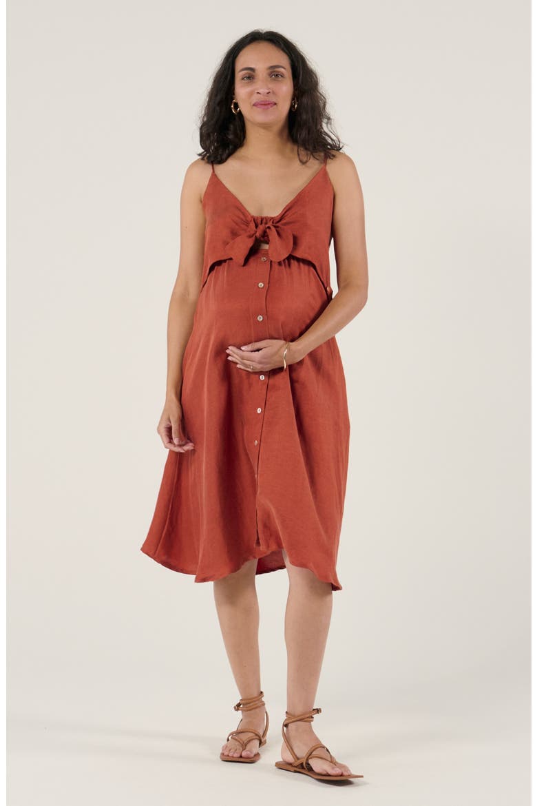 Maternity and Nursing Knot Dress Nolwenn, Main, color, Copper