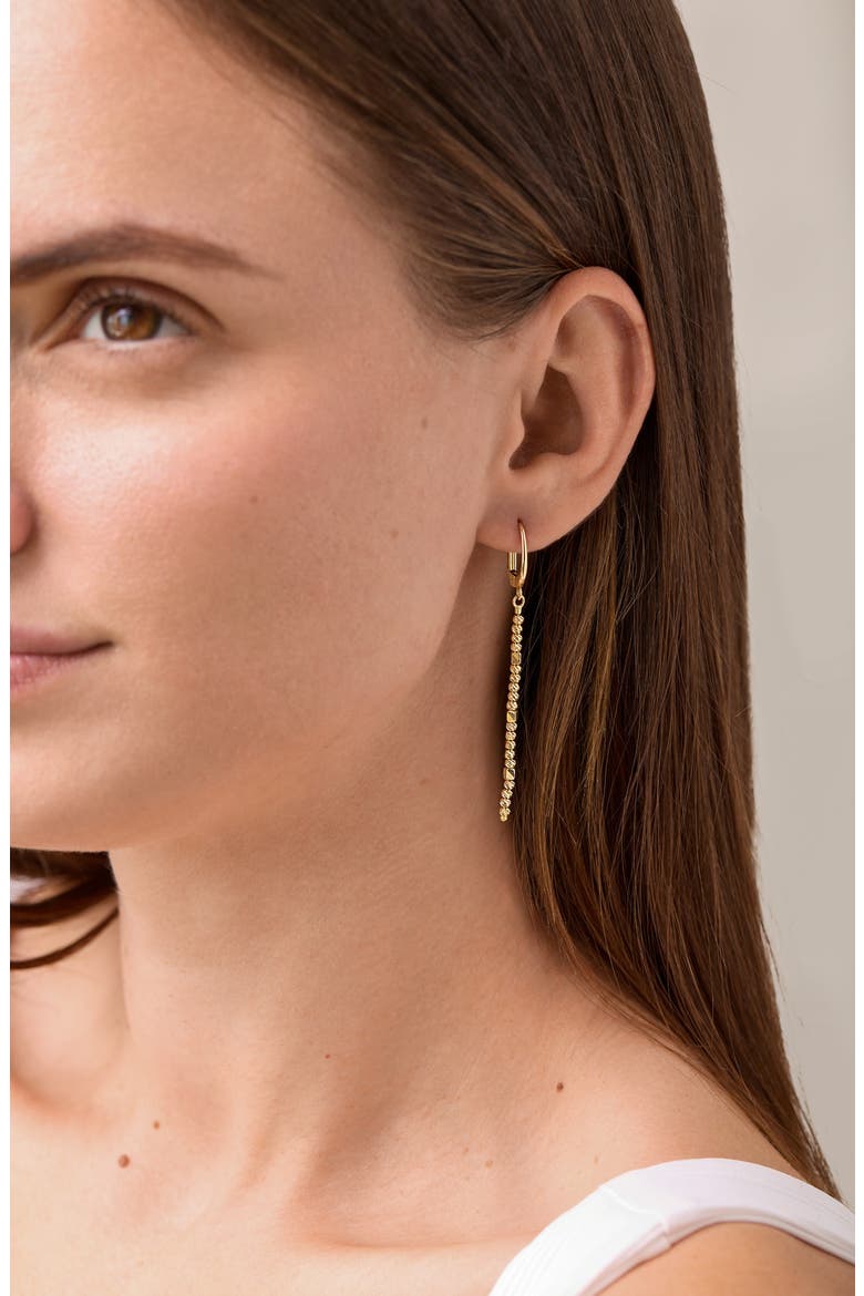 14K Gold Beaded Linear Drop Earrings (Nordstrom Exclusive), Alternate, color, 14K YELLOW GOLD