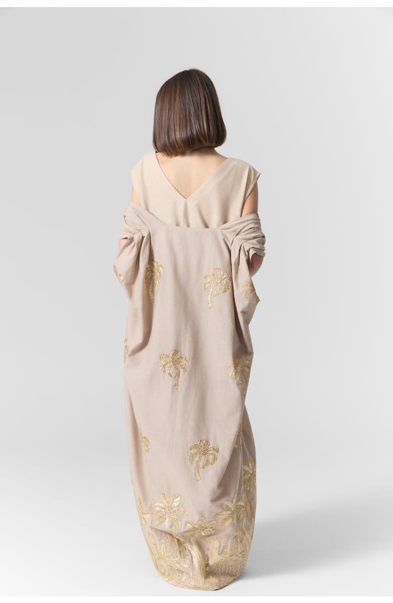 Le Fafo Luna Embroidered Linen Kaftan Set, Alternate, color, Beige