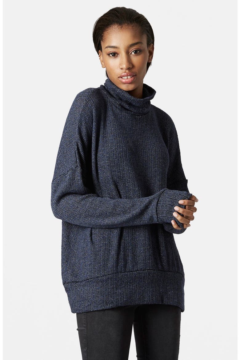 Cocoon Funnel Neck Sweater, Main, color, NAVY BLUE