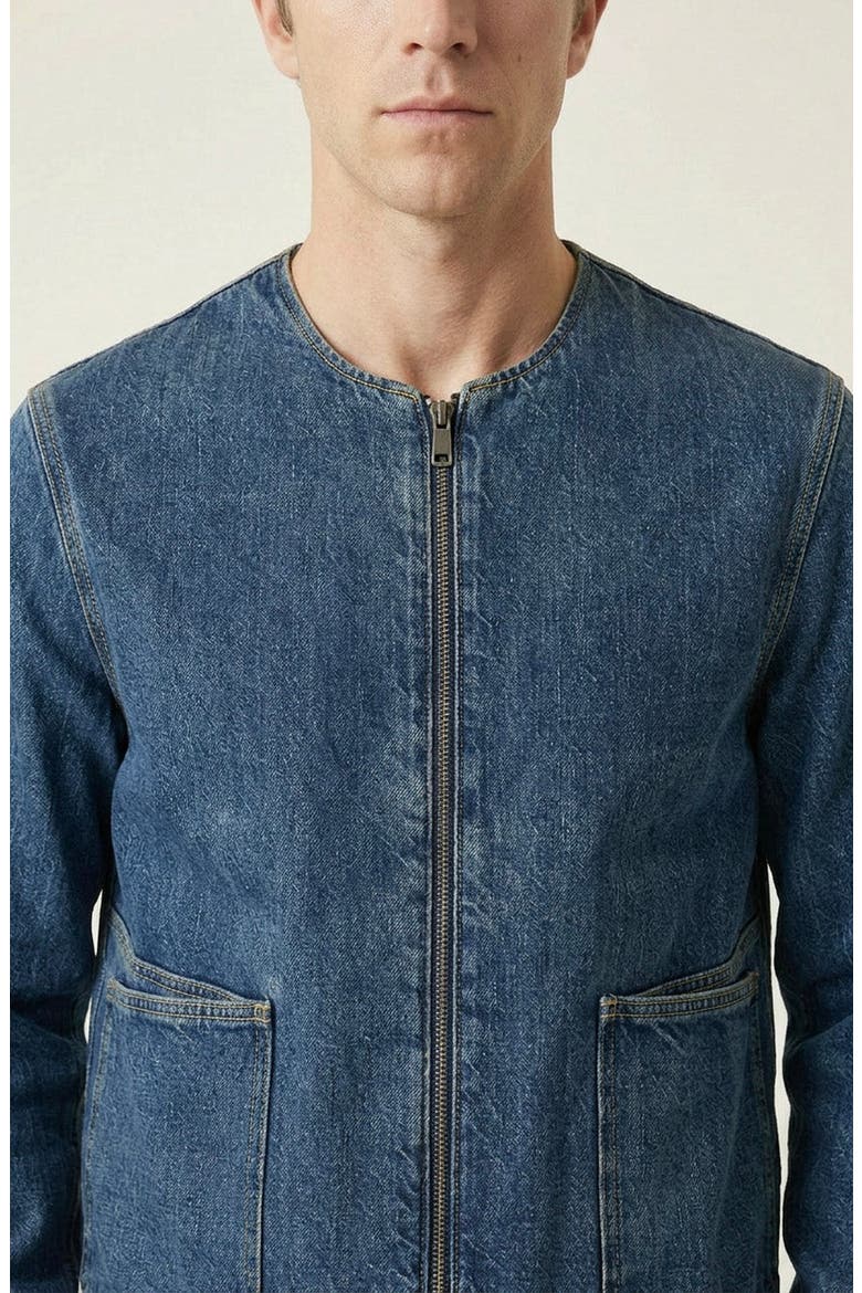 Denim Zip Front Patch Pocket Jacket, Alternate, color, Medium Blue