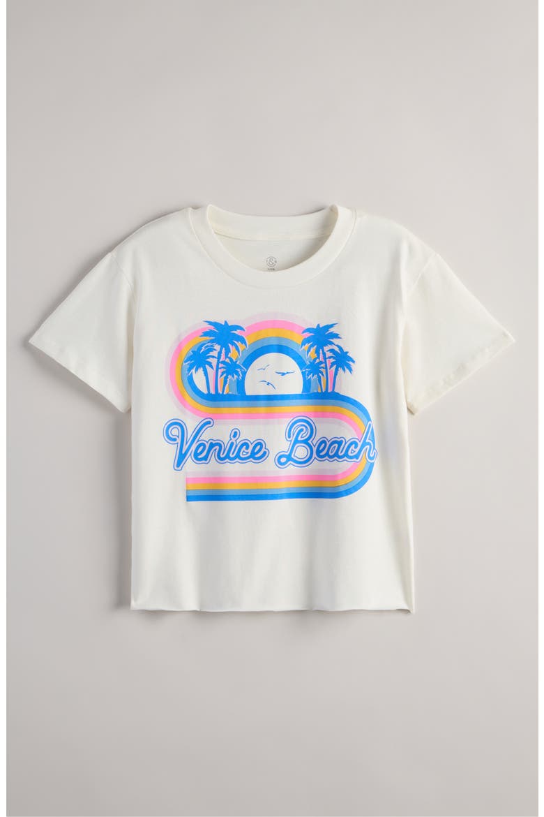 Kids' Crop Cotton Graphic T-Shirt, Main, color, IVORY VENICE