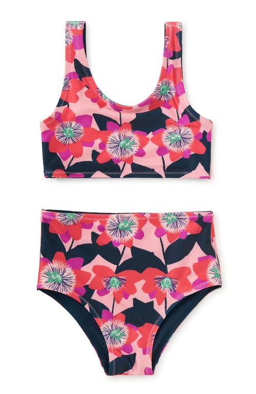 Tea Collection Reversible Swimsuit Set In Block Print Passion Flower