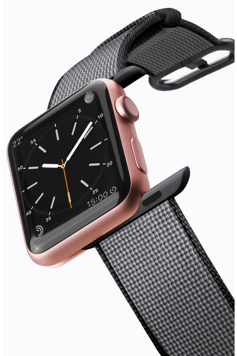 Nylon Apple Watch Strap, 38mm, Alternate, color, BLACK