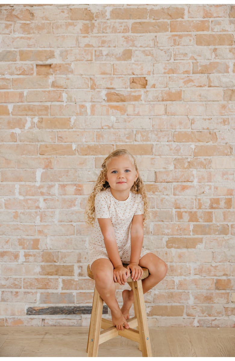 Copper Pearl Kids' Hunnie Print Fitted Two-Piece Short Pajamas, Alternate, color, Light/ Pastel Orange