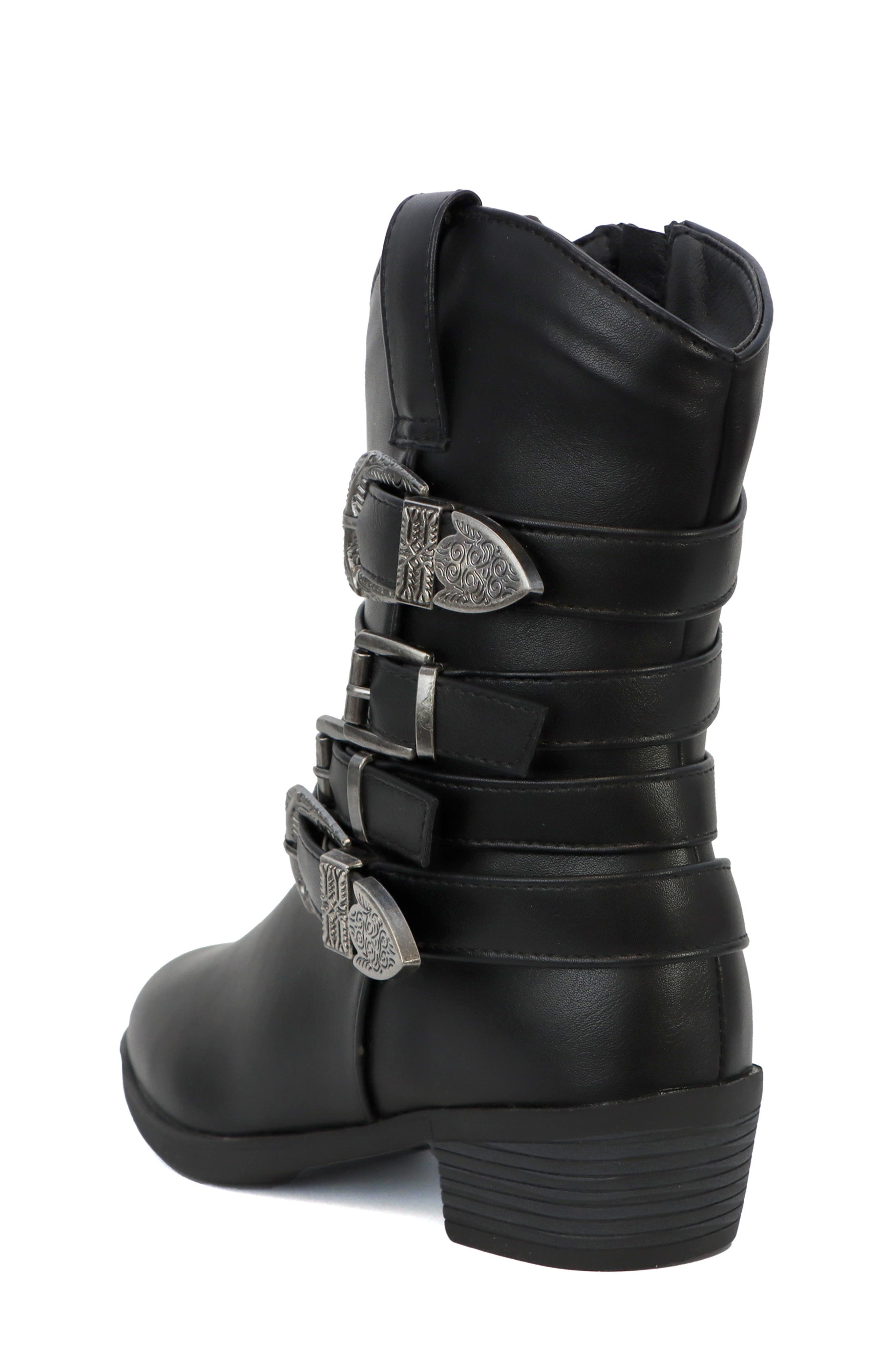 YOKI Kids' Dixi Buckle Cowboy Boot, Alternate, color, Black