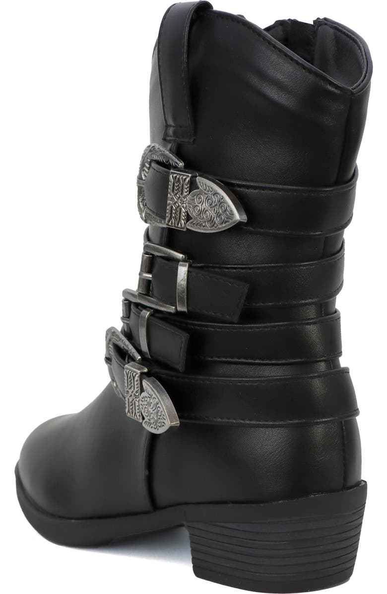 YOKI Kids' Dixi Buckle Cowboy Boot, Alternate, color, Black