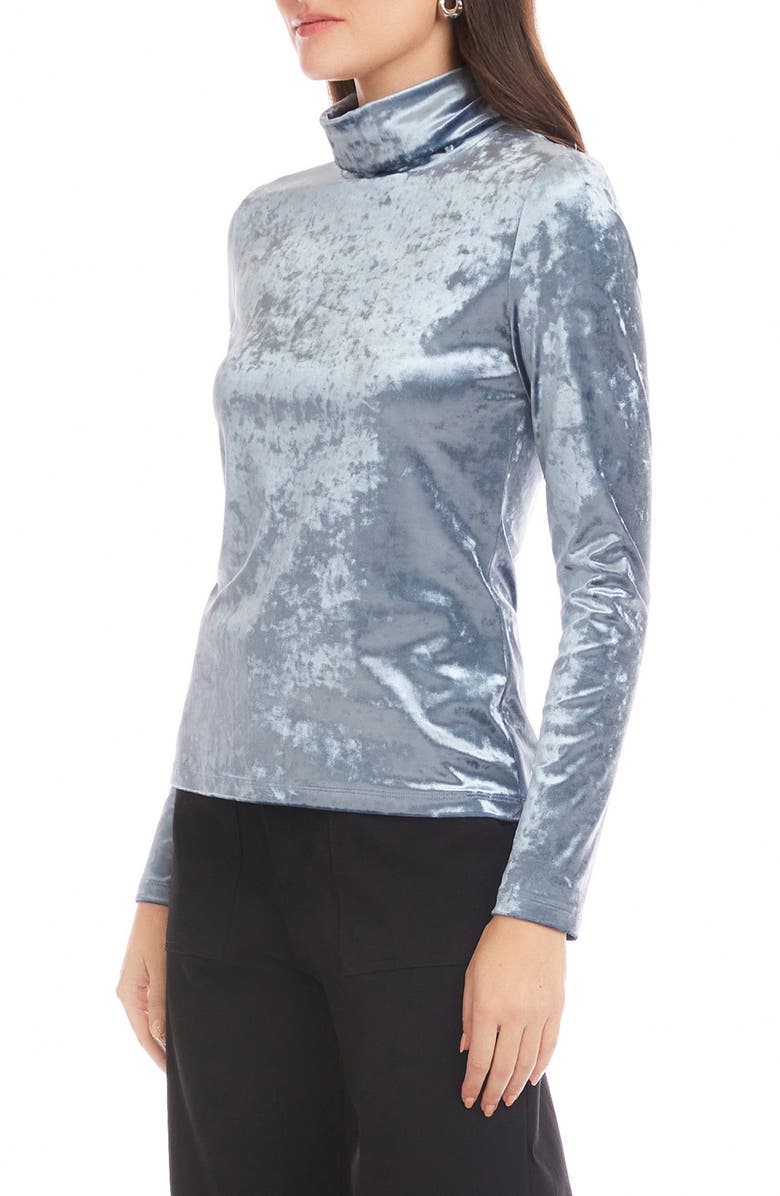 FIFTEEN TWENTY Gwen Crushed Velvet Mock Neck Top, Alternate, color, Ice Blue
