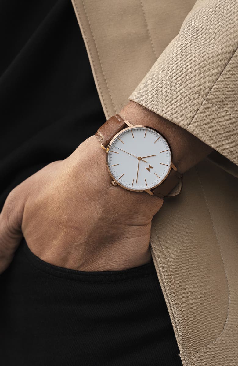 MVMT Legacy Slim Leather Strap Watch, 42mm, Alternate, color, 