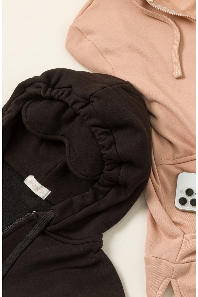 Built-In Sleep Mask Travel Hoodie by POND Los Angeles, Alternate, color, Blush