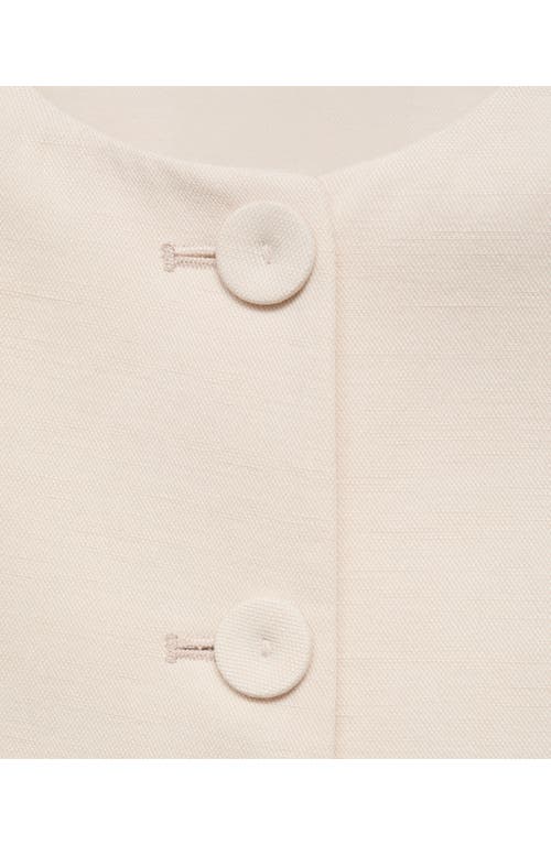 Mango Buttoned Linen Blend Jacket In Gray