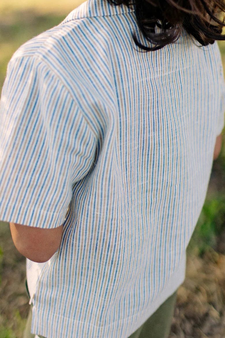 Kids' Cotton & Linen Blend Dylan Camp Shirt, Alternate, color, Olive