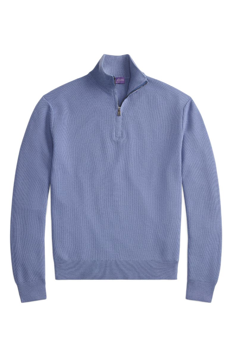 Ralph Lauren Purple Label Wool Piqué Half Zip Sweater, Alternate, color, Soft Blue