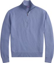 Ralph Lauren Purple Label Wool Piqué Half Zip Sweater