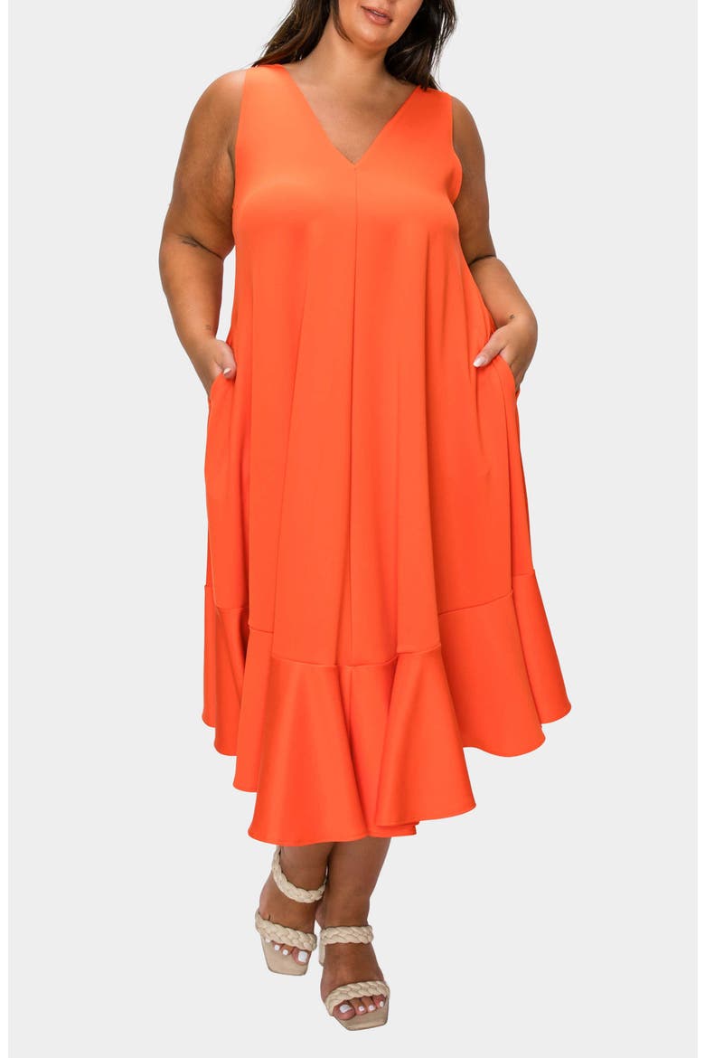 Simone Pocket Stretch Sleeveless A-Line Dress, Main, color, ORANGE