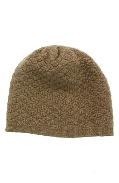 Basketweave Stitch Cashmere Beanie