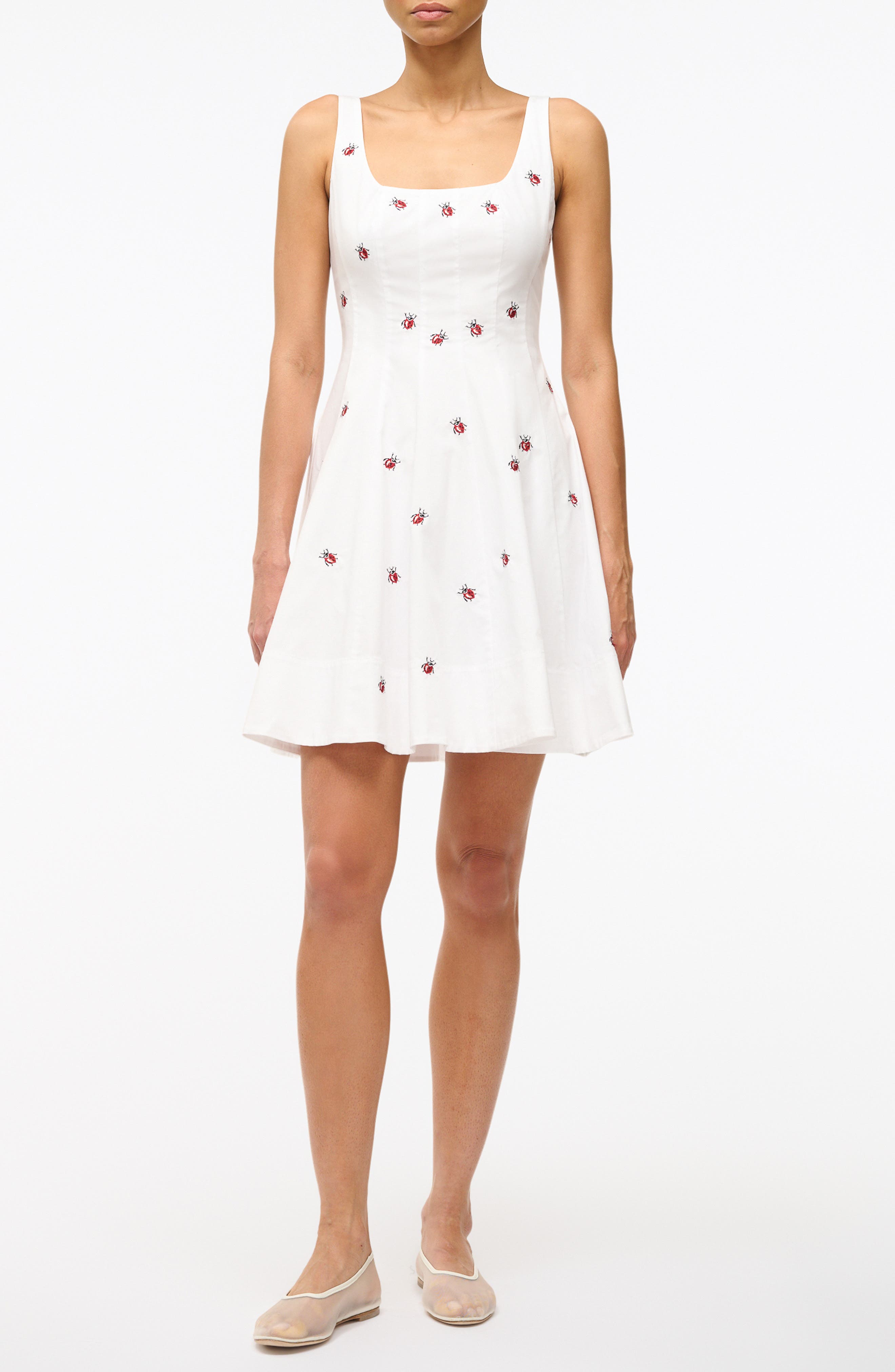 STAUD Wells Ladybug Print Stretch Cotton Minidress (Women