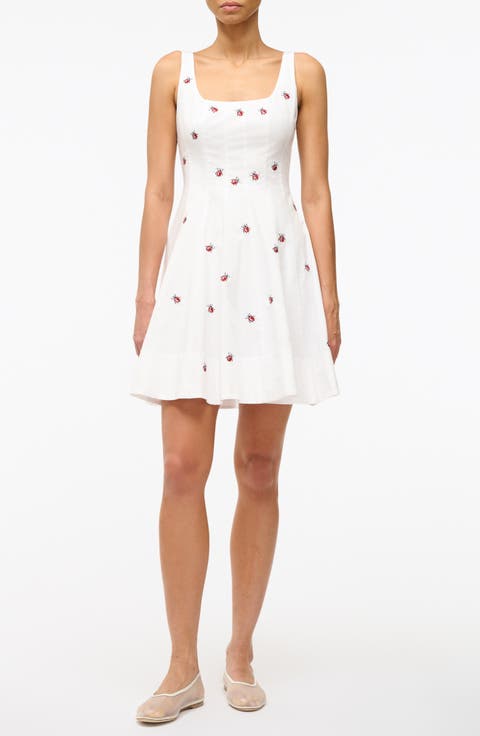 Wells Ladybug Print Stretch Cotton Minidress