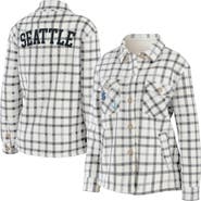 WEAR by Erin Andrews Women's WEAR by Erin Andrews Oatmeal Seattle Kraken Plaid Button-Up Shirt Jacket