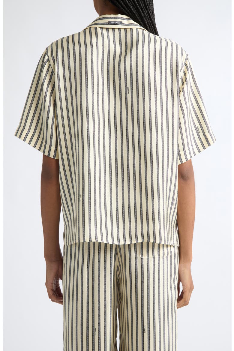 Meandros Silk Twill Camp Shirt, Alternate, color, IVORY BLACK