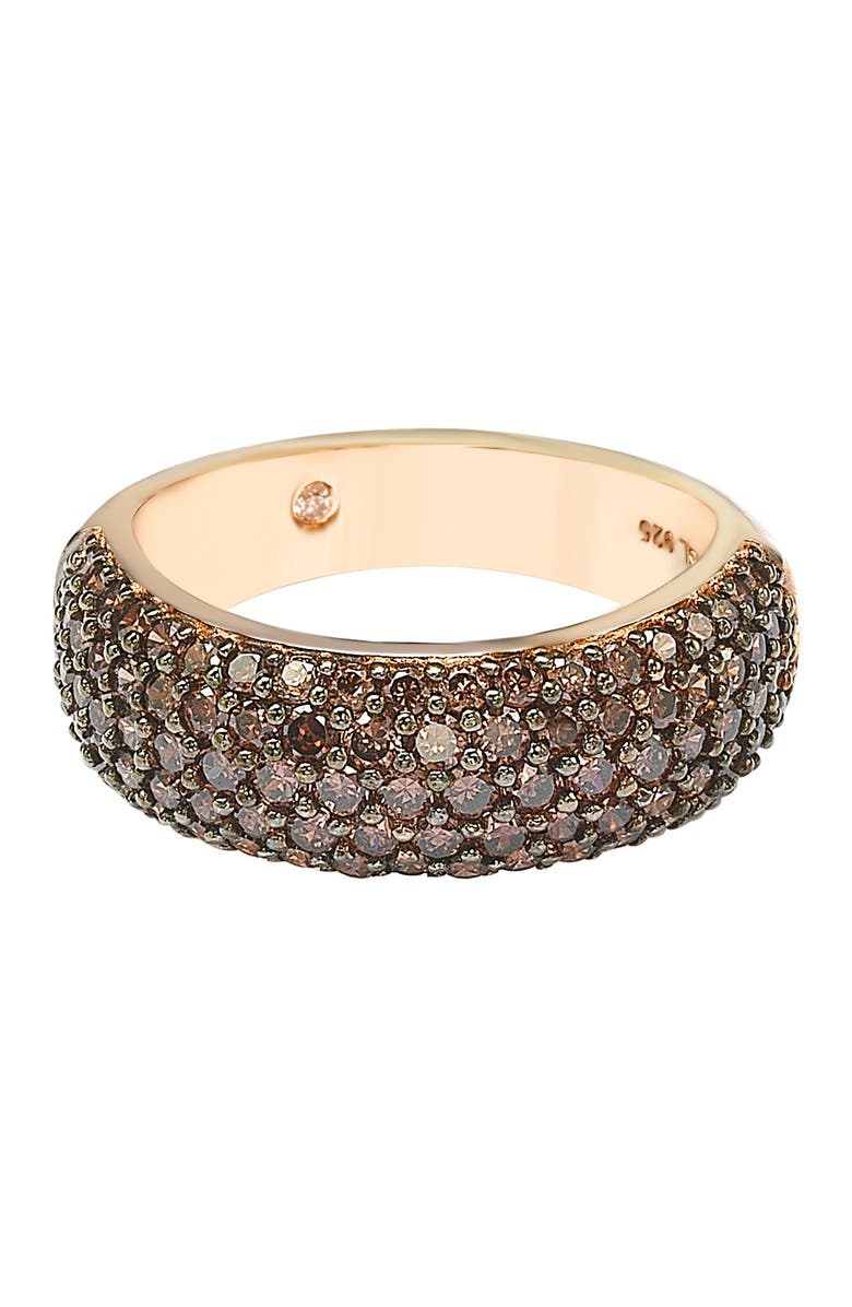 SUZY LEVIAN Rose-Tone Sterling Silver Pave Chocolate CZ Eternity Band Ring, Alternate, color, Brown
