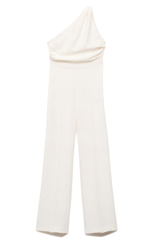 Mango Long Jumpsuit With Asymmetrical Neck In White