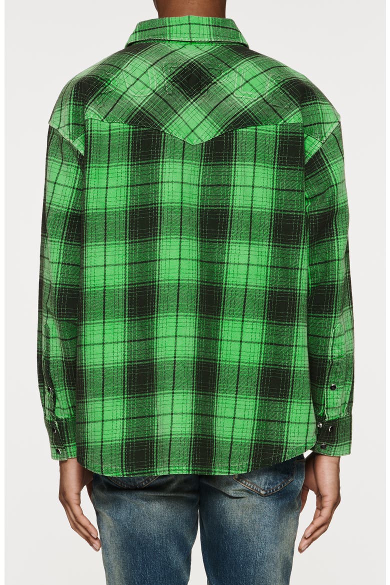 Oversize Plaid Snap-Up Western Shirt, Alternate, color, GREEN