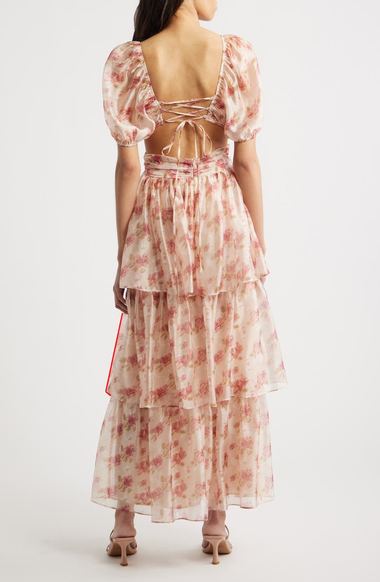 Lulus Jane Organza & Chiffon Maxi Cocktail Dress, Alternate, color, Pink Multi