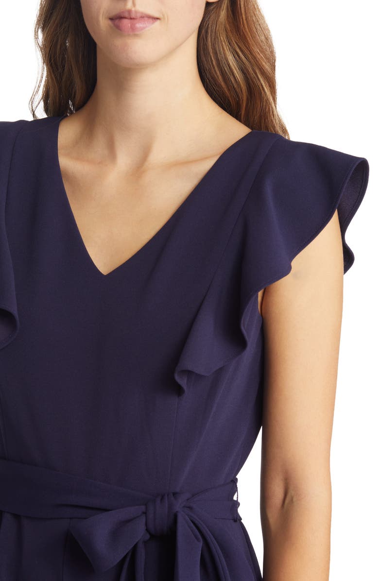 Tahari ASL Ruffle Tie Waist Scuba Crepe Crop Jumpsuit, Alternate, color, 