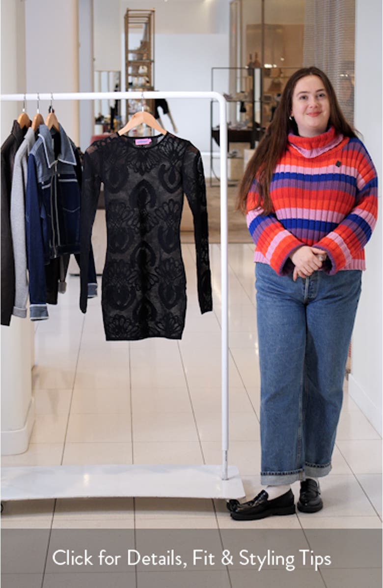 Sheer Embroidered Long Sleeve Body-Con Minidress, sales video thumbnail