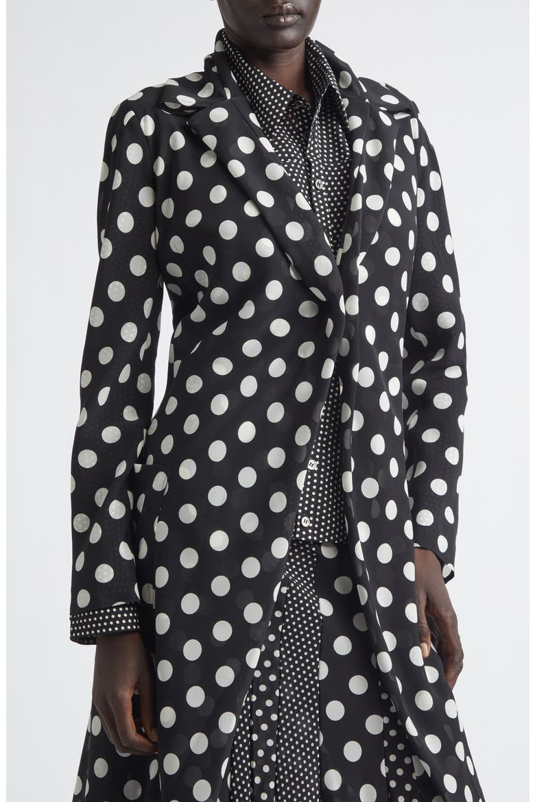Polka Dot Georgette Cutaway Jacket, Alternate, color, BLACK/ WHITE