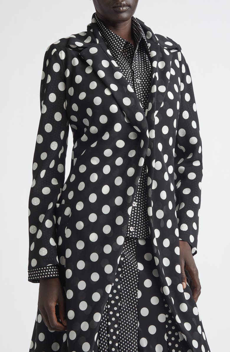 Junya Watanabe Polka Dot Georgette Cutaway Jacket, Alternate, color, Black/ White