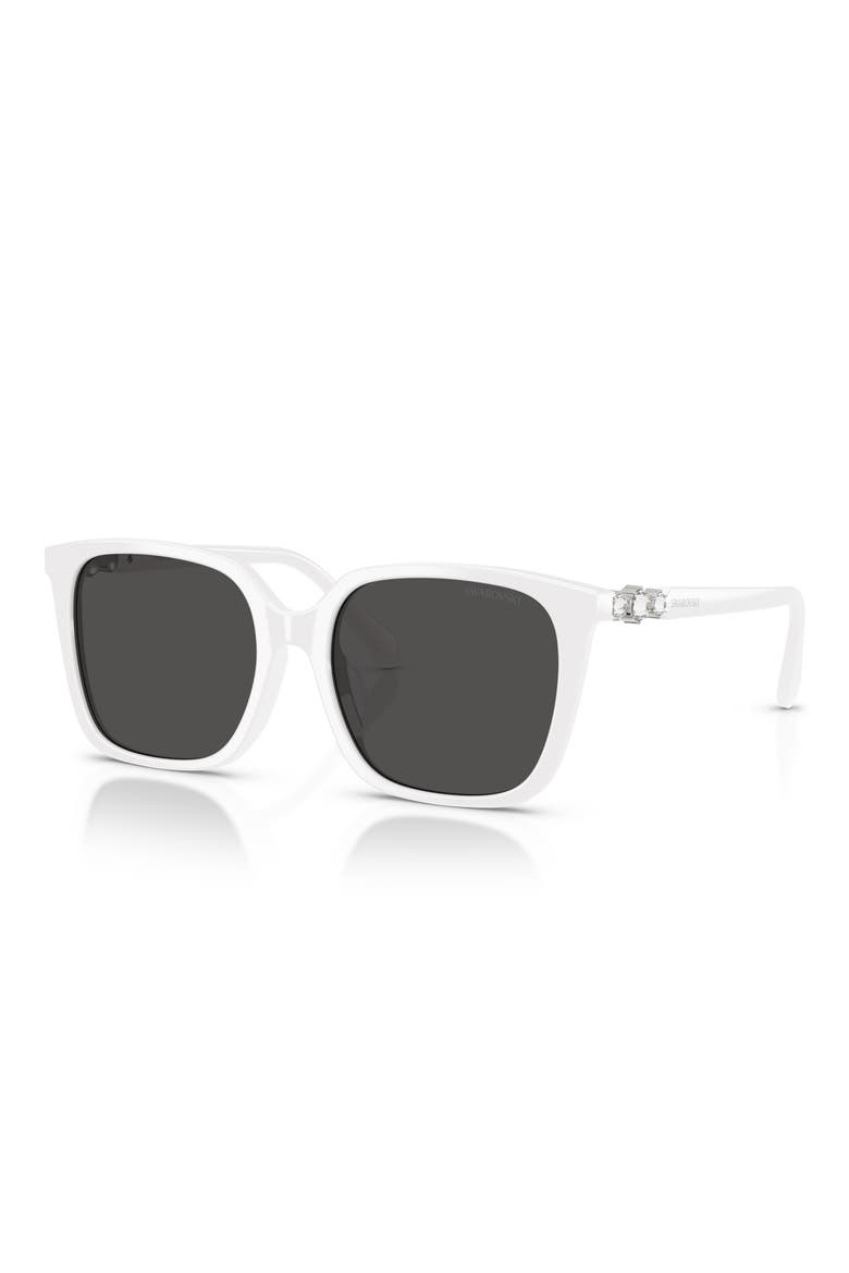55mm Pillow Sunglasses, Alternate, color, WHITE / DARK GREY