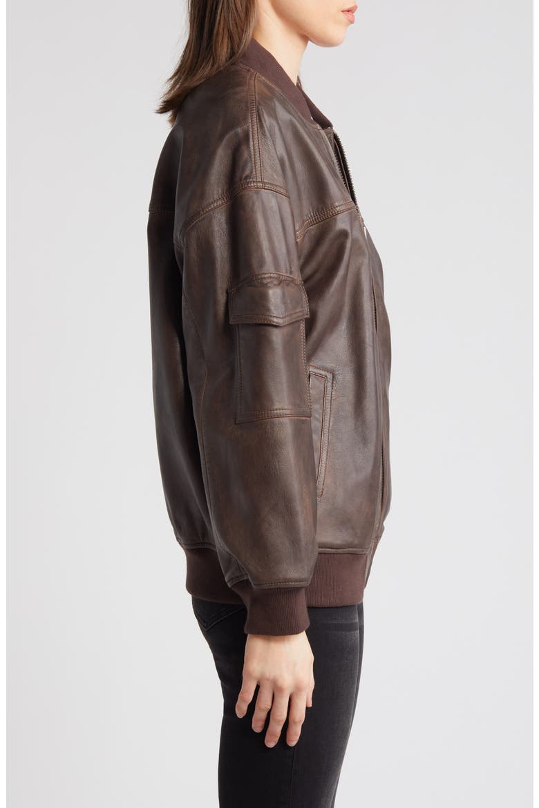 Leather Bomber Jacket, Alternate, color, BROWN SOIL