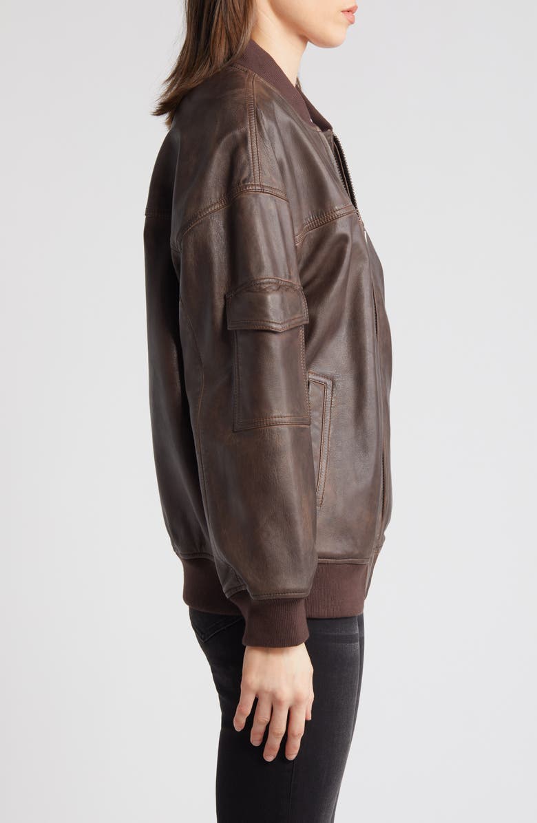 Treasure & Bond Leather Bomber Jacket, Alternate, color,