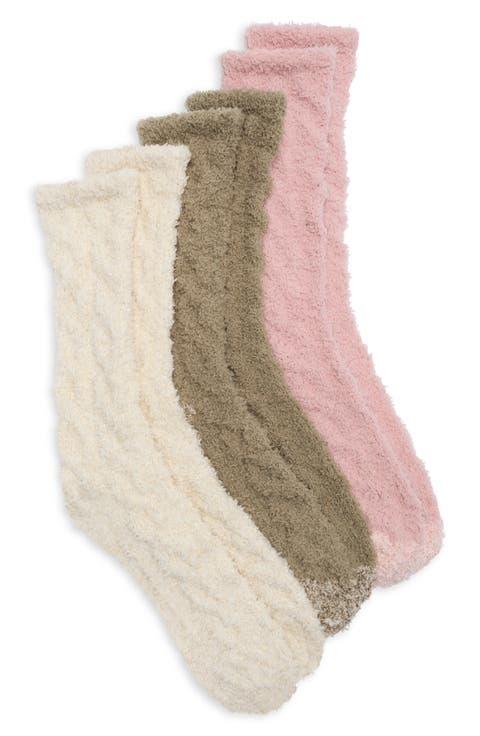 Assorted 3-Pack Cable Butter Socks