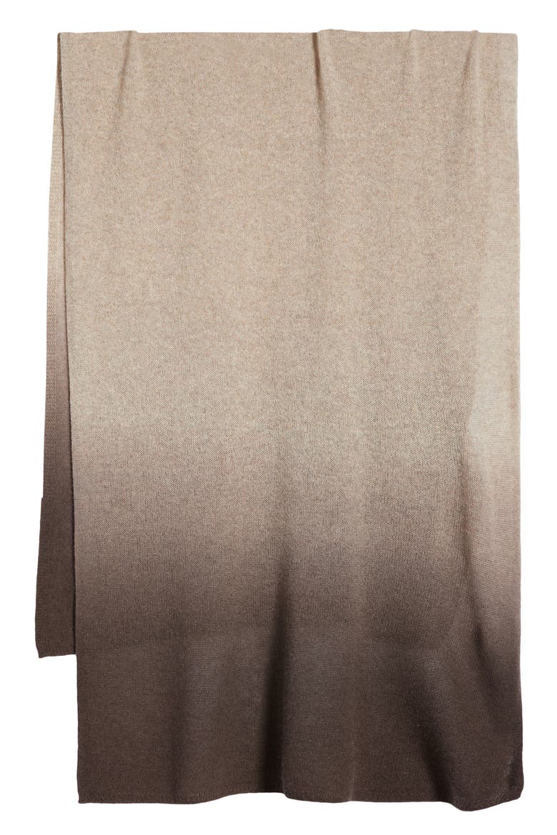 Ombré Cashmere Wrap, Alternate, color, DARK BROWN- OATMEAL