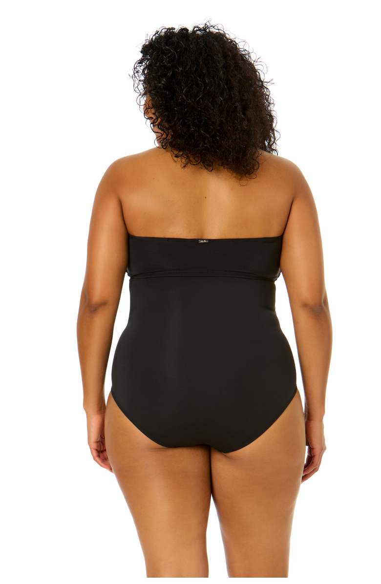 Anne Cole Plus Women's Plus Twist Front Shirred One Piece Swimsuit, Alternate, color, Black
