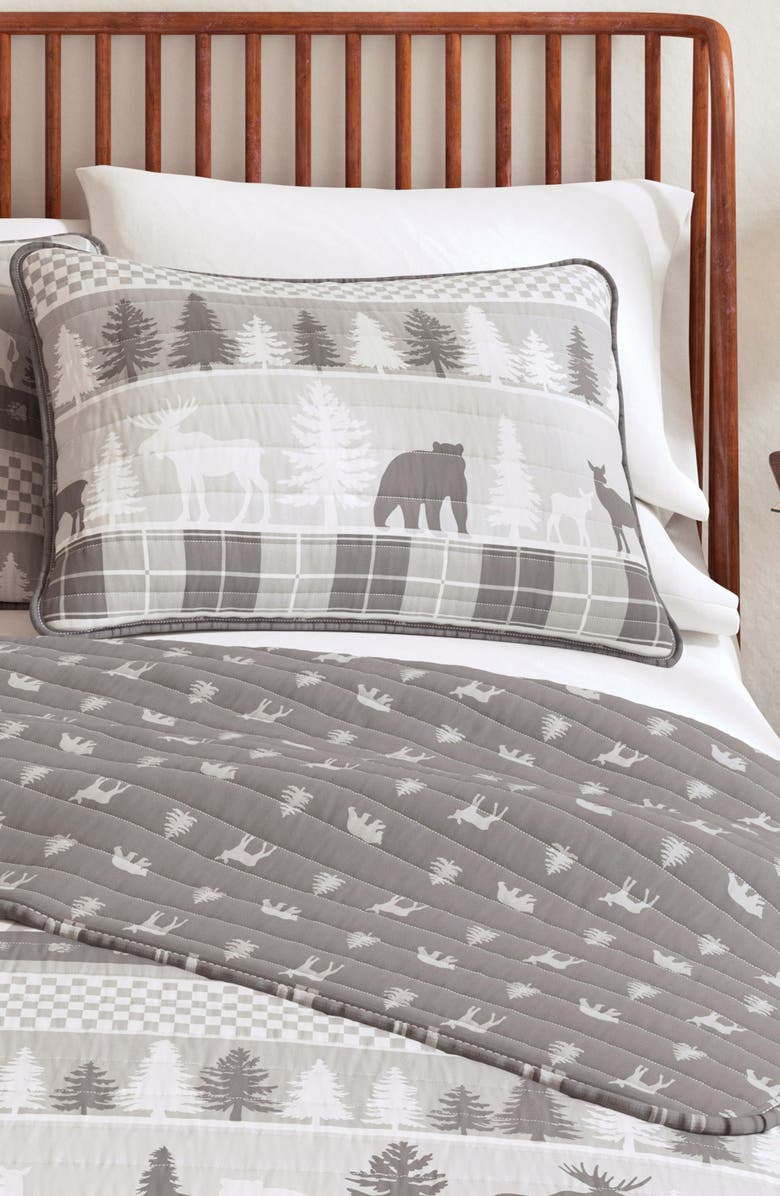 Woven & Weft Patchwork 3-Piece Quilt Set, Alternate, color, Rustic Landscape Grey