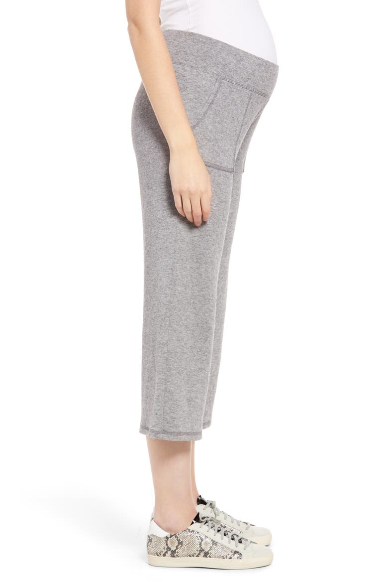 Wide Leg Crop Maternity Pants, Alternate, color, HEATHER CHARCOAL