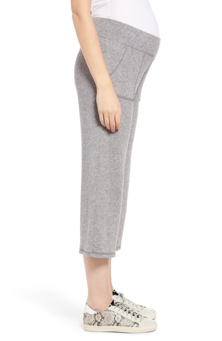 Maternal America Wide Leg Crop Maternity Pants, Alternate, color, Heather Charcoal